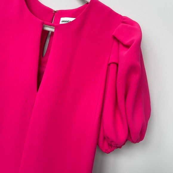Amanda Uprichard | Pink Puff Sleeve Fame Short Shift Dress - Picture 2 of 7
